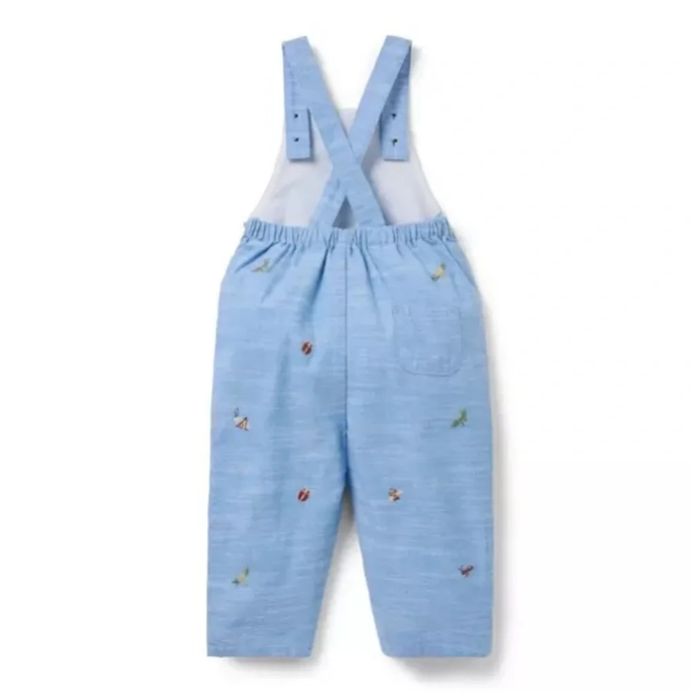 Janie and Jack Baby Button Bug Friends Cotton Coveralls - Picture 2 of 15